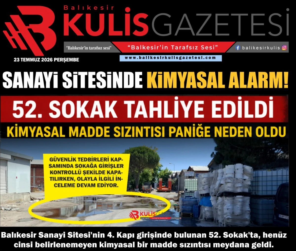 BALIKESİR SANAYİ SİTESİNDE KİMYASAL ALARMI!