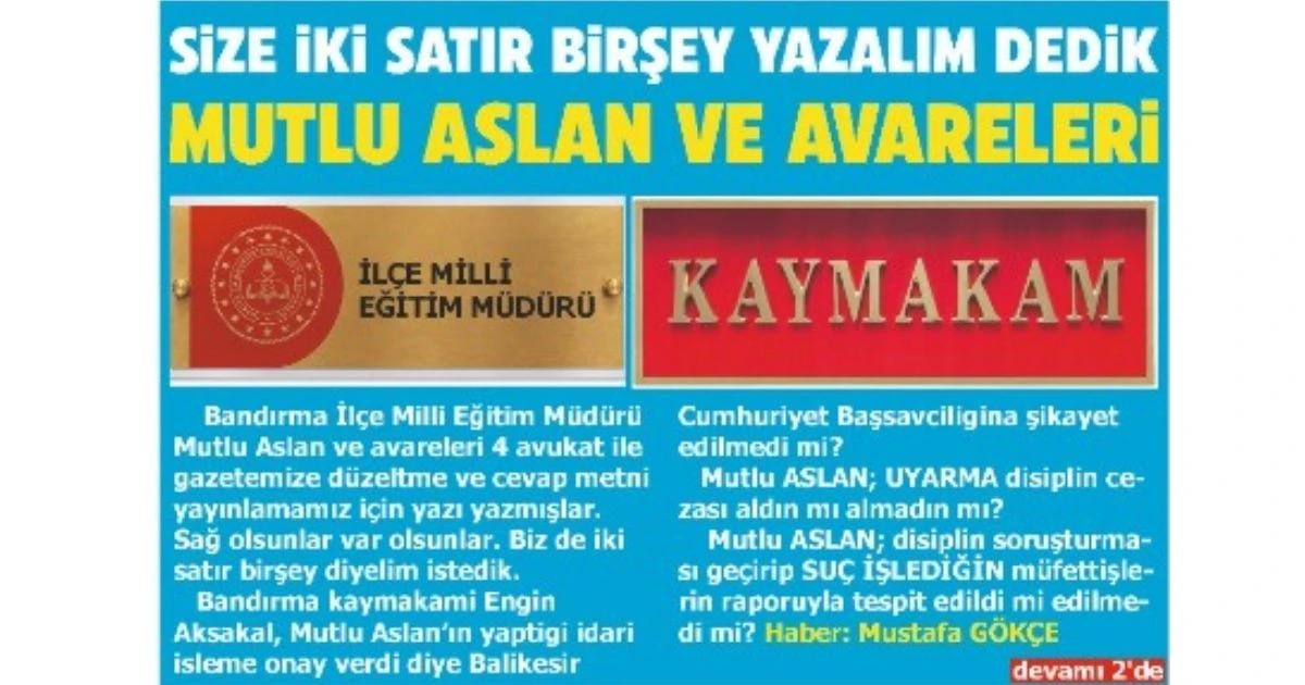 SİZE İKİ SATIR BİRŞEY YAZALIM DEDİK MUTLU ASLAN VE AVARELERİ
